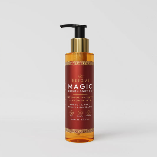Besque Original Magic Body Oil, 3.4 FL OZ, After Shower Body Oil For Women, Hydrating Skin Care For Full Body That Plumps, Tightens, & Firms Skin With Natural Ingredients, Made In UK - Pack of 1