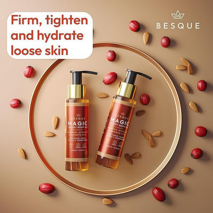 Besque Original Magic Body Oil, 3.4 FL OZ, After Shower Body Oil For Women, Hydrating Skin Care For Full Body That Plumps, Tightens, & Firms Skin With Natural Ingredients, Made In UK - Pack of 1